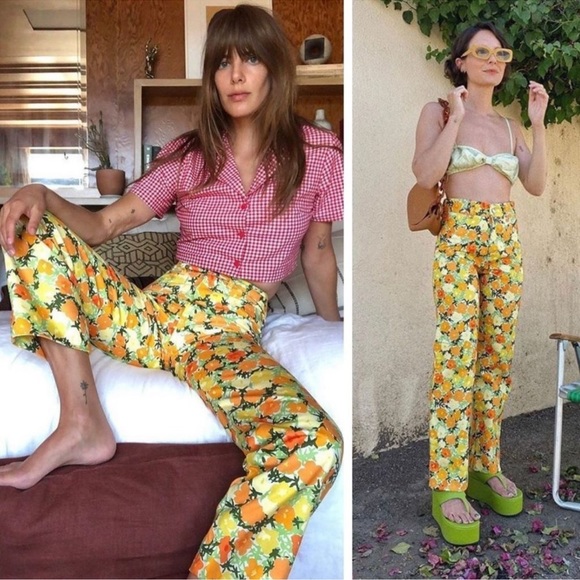 Simon Miller Winter Blossom Orange Yellow Floral Print WO12 Jeans - Picture 5 of 15